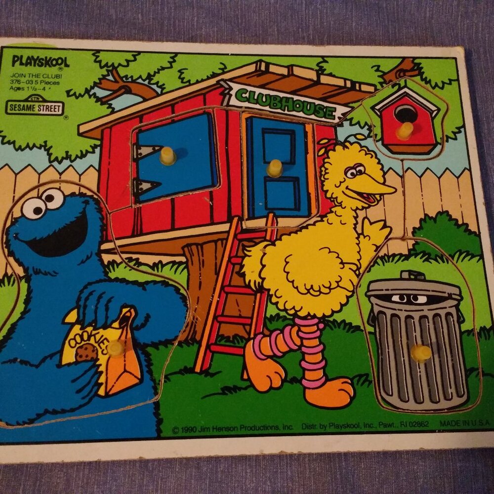 Playskool Wooden Peg Puzzles #376 Join the club x 5 pieces Vintage